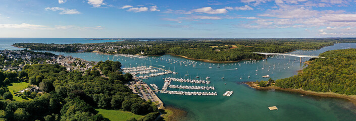 aerial view on the harbor of benodet in brittany