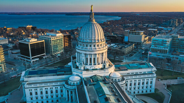 Wisconsin State Capitol Building (Downtown Madison, WI) Aerial Drone Photography