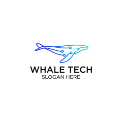 Whale Circuit Technology line art  Logo Design
