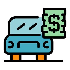 Obraz premium Hire car rent icon. Outline hire car rent vector icon color flat isolated