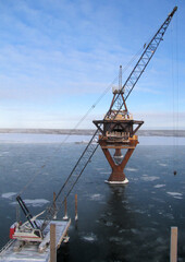 Mobile crane at the Deh Cho Bridge construction site