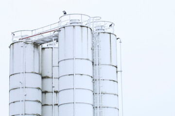 LUBIEN, POLAND - NOVEMBER 29, 2020: Silos for collecting loose raw materials in Lubien, Poland.
