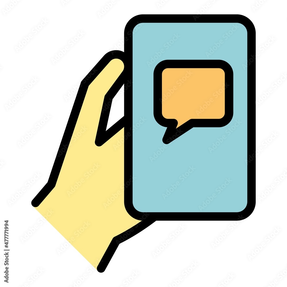 Poster message on smartphone icon. outline message on smartphone vector icon color flat isolated