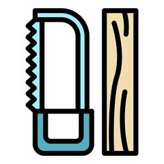 Builder wood tools icon. Outline builder wood tools vector icon color flat isolated