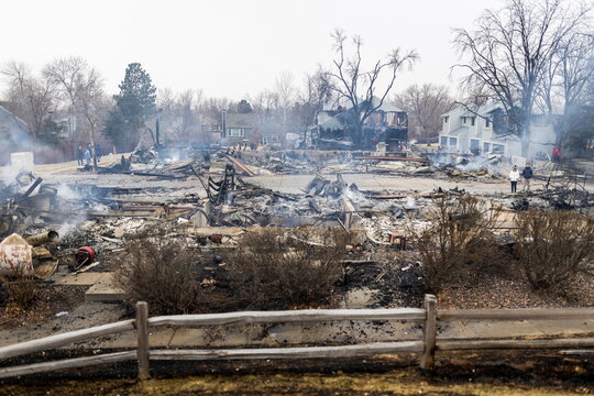 View shows remains of homes destroyed by the Marshall Fire in Louisville