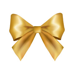 Volumetric decorative golden bow Christmas and happy new year symbol