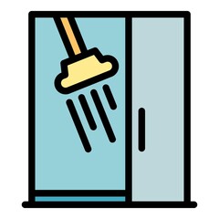 Home shower stall icon. Outline home shower stall vector icon color flat isolated