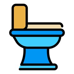 Bathroom toilet icon. Outline bathroom toilet vector icon color flat isolated