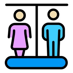 Woman man toilet icon. Outline woman man toilet vector icon color flat isolated