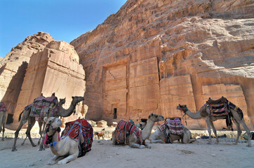 Tombs of stone  in Petra, Jordan