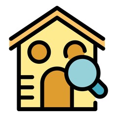 Search house sale icon. Outline search house sale vector icon color flat isolated