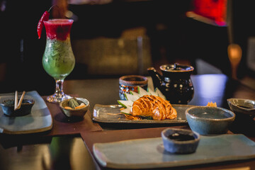 Perfect Sushi Japanese Asian Seafood Food Dish Drink Cocktail Dessert Menu Gourmet Restaurant Chef on Dark Background