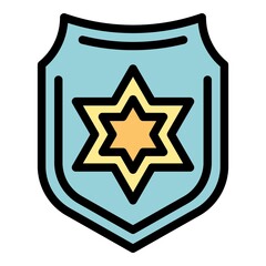 Police badge icon. Outline police badge vector icon color flat isolated