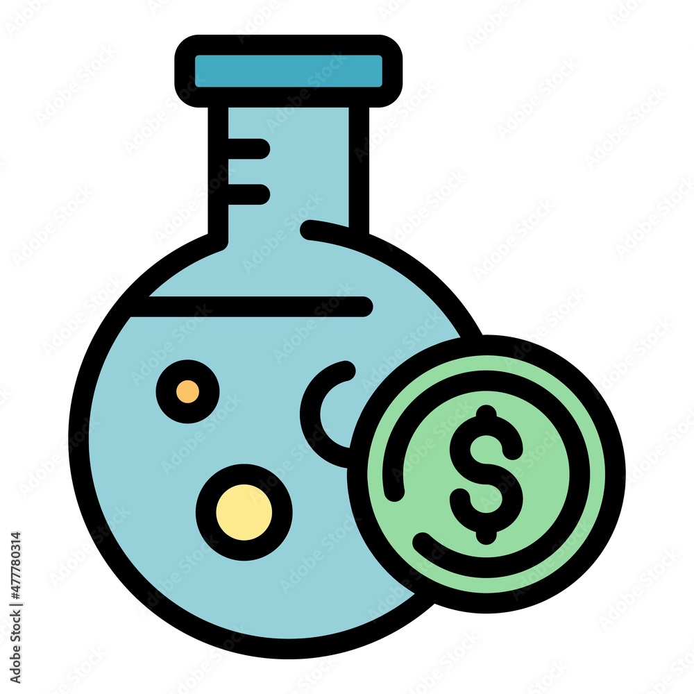 Poster flask dollar icon. outline flask dollar vector icon color flat isolated