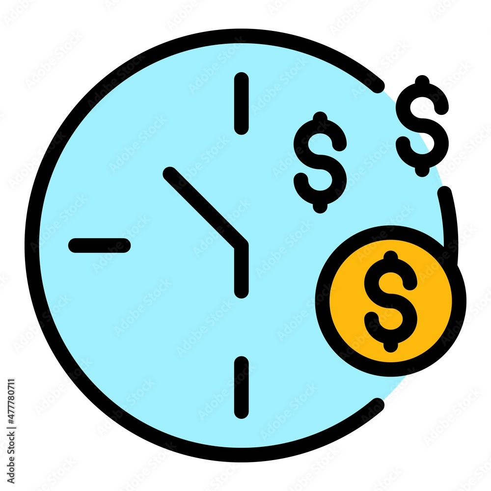 Wall mural money clock icon. outline money clock vector icon color flat isolated - Wall murals