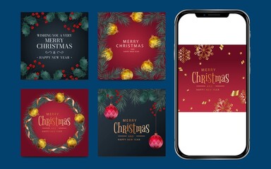 realistic christmas banners collection abstract design vector illustration
