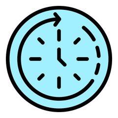 Career time icon. Outline career time vector icon color flat isolated