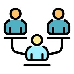 Human cooperation icon. Outline human cooperation vector icon color flat isolated