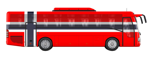 Fototapeta na wymiar Bus travel in Norway, Norwegian bus tours, concept. 3D rendering