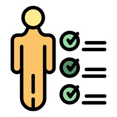 Project member icon. Outline project member vector icon color flat isolated