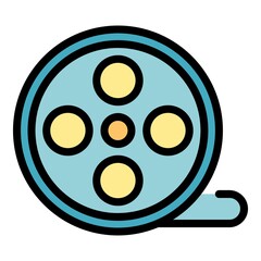 Project reel icon. Outline project reel vector icon color flat isolated