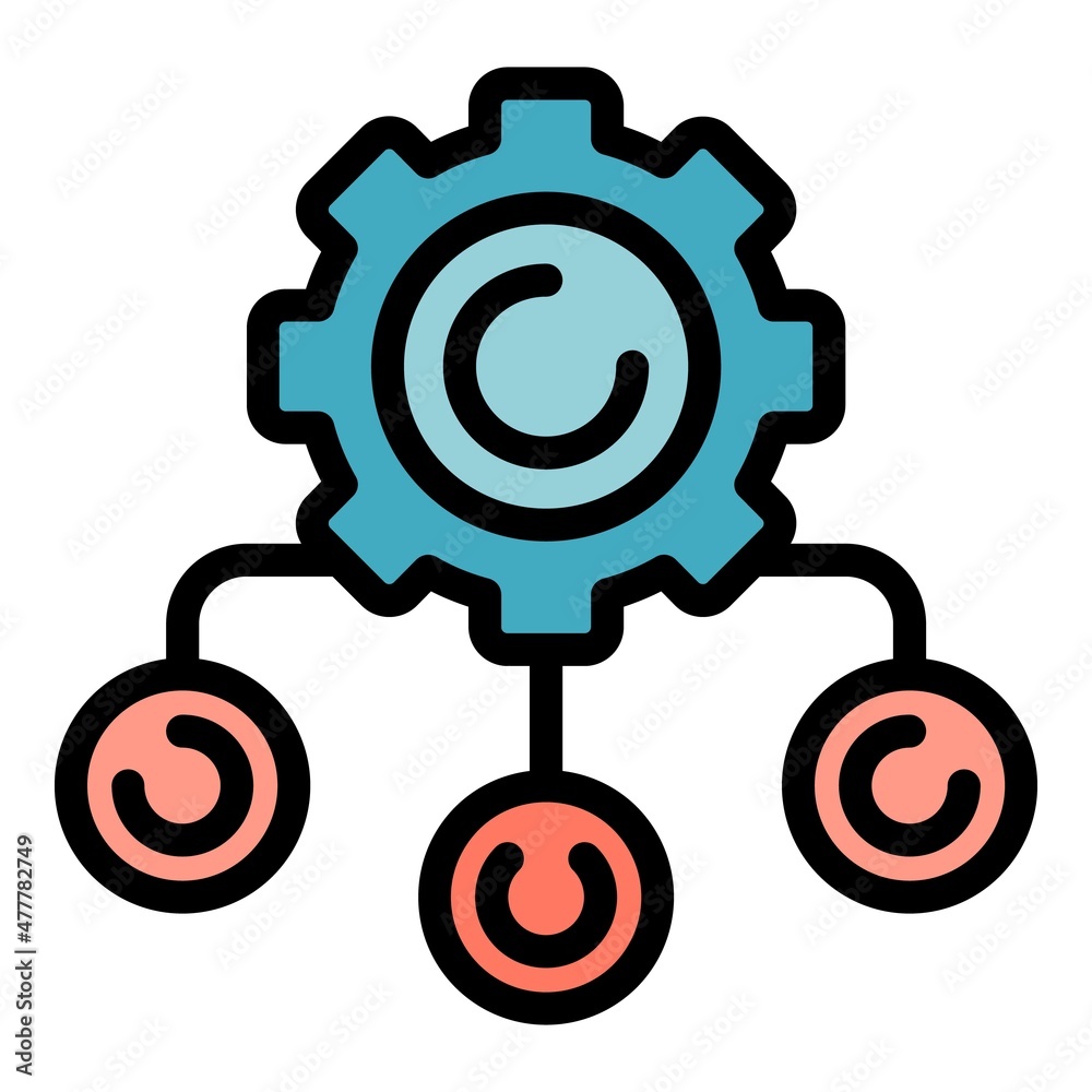 Poster project working system icon. outline project working system vector icon color flat isolated