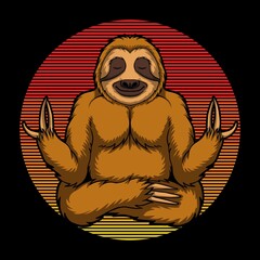 Sloth yoga retro vector illustration 