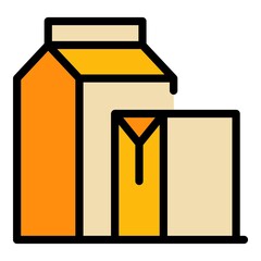 Paper packaging icon. Outline paper packaging vector icon color flat isolated