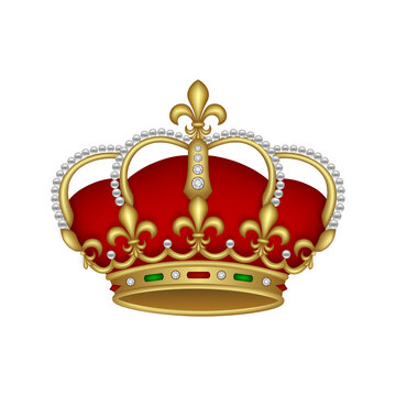 isolated royal crown illustration. gold crown with diamonds and precious stones