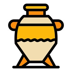 Craft amphora icon. Outline craft amphora vector icon color flat isolated