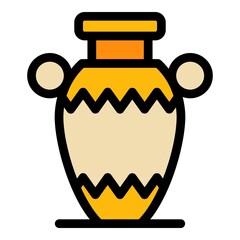 Vessel amphora icon. Outline vessel amphora vector icon color flat isolated
