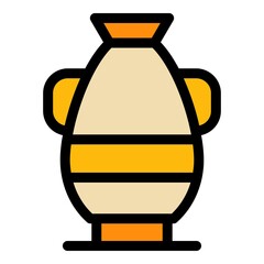Clay amphora icon. Outline clay amphora vector icon color flat isolated