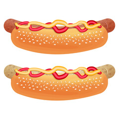 Hot dogs with sauces concept illustration vector fast food