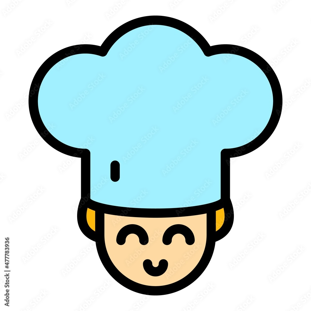 Canvas Prints Chef hat icon. Outline chef hat vector icon color flat isolated - Canvas Prints