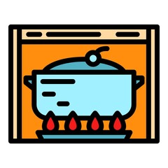 Cake baking icon. Outline cake baking vector icon color flat isolated