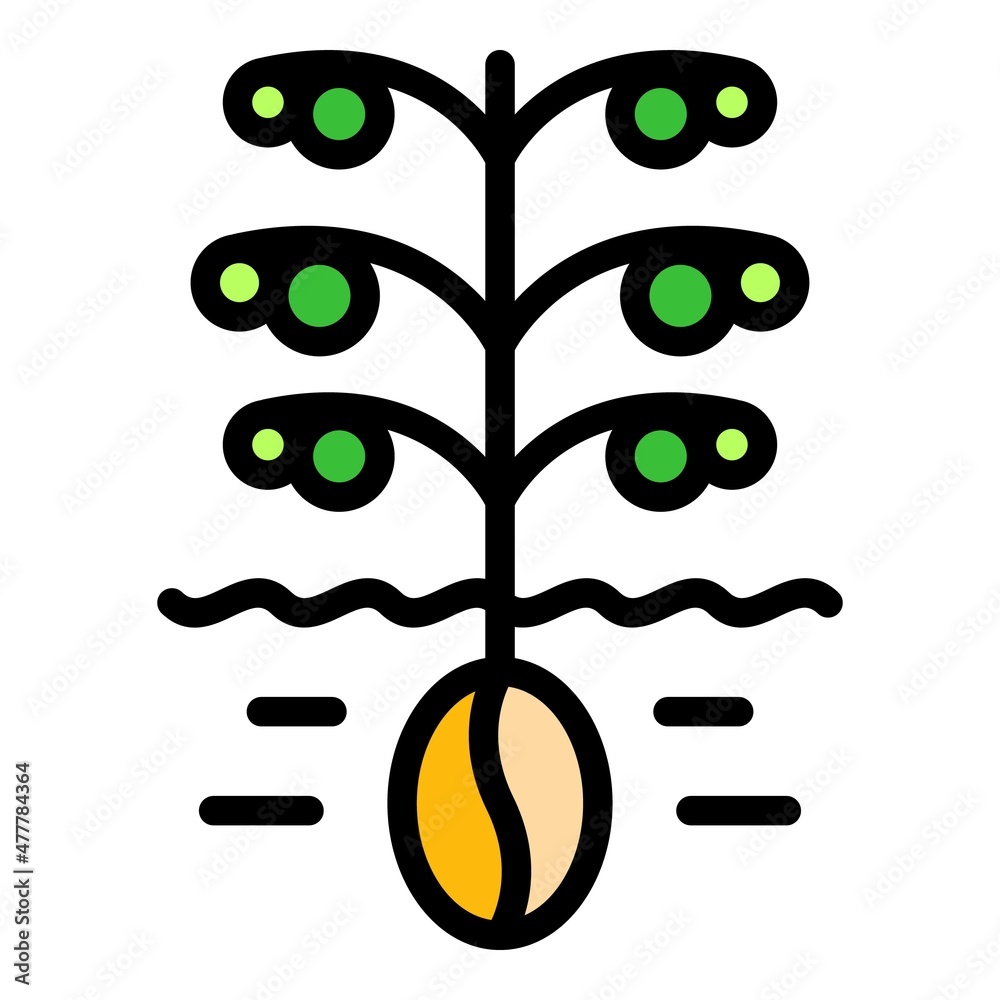 Sticker coffee tree icon. outline coffee tree vector icon color flat isolated - Stickers