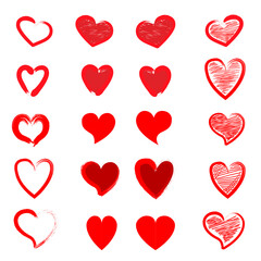 Vector set of hand-drawn hearts. Design elements for Valentine's Day. EPS10
