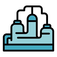 Milk factory icon. Outline milk factory vector icon color flat isolated