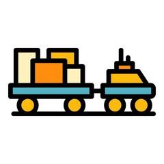 Airport luggage truck icon. Outline airport luggage truck vector icon color flat isolated