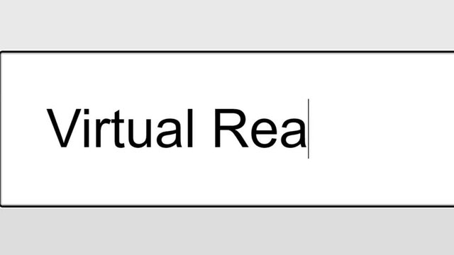 Searching For Virtual Reality Information in Search Bar Screen View. Searching For Interactive Video Headset Glasses or Goggles With Computer Generated Visual Input on a Computer.  Online