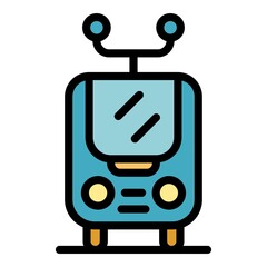 Railway transport icon. Outline railway transport vector icon color flat isolated