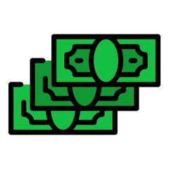 Dollar digital money transfer icon. Outline dollar digital money transfer vector icon color flat isolated