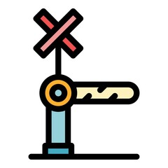 Security railroad barrier icon. Outline security railroad barrier vector icon color flat isolated