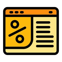 Web online voucher icon. Outline web online voucher vector icon color flat isolated