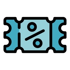 Percent sale online voucher icon. Outline Percent sale online voucher vector icon color flat isolated