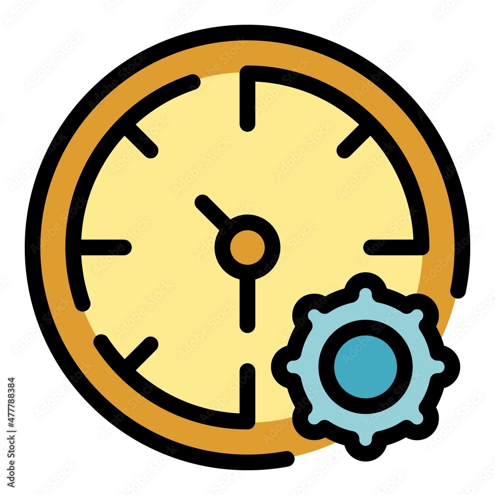 Poster gear time management icon. outline gear time management vector icon color flat isolated - Posters