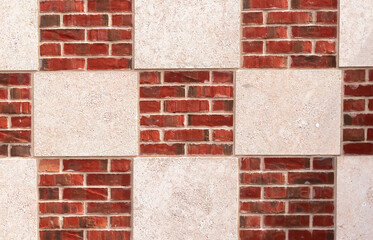 Background image with square brick figures in the wall