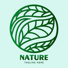 Floral logo. Circular symbol. Ecological sign. Leaflet. Vector