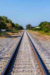 Fototapeta na wymiar Railroad Tracks Going into the Distance
