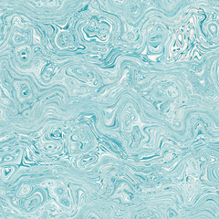 Aegean teal mottled swirl marble nautical texture background. Summer coastal living style home decor. Liquid fluid blue water flow effect dyed textile seamless pattern.